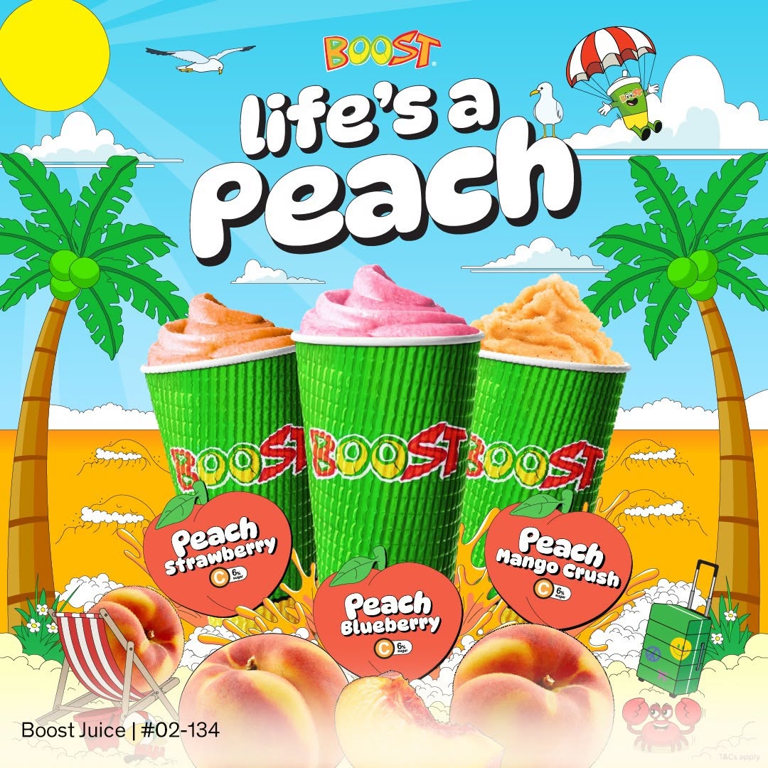 Boost Juice Lifes a Peach smoothie promotion