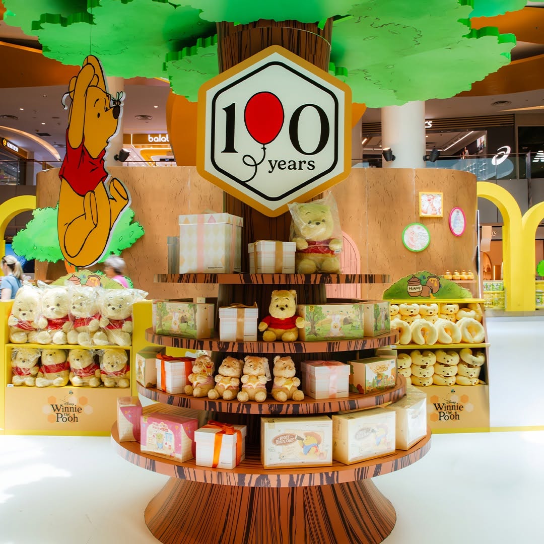 Winnie the Pooh plush toys and gift boxes at VivoCity pop-up