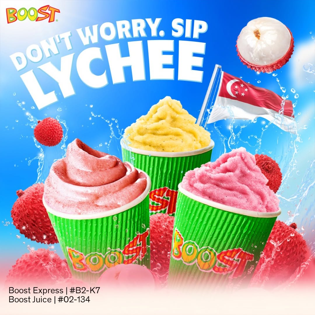 Boost Juice Don't Worry Sip Lychee campaign