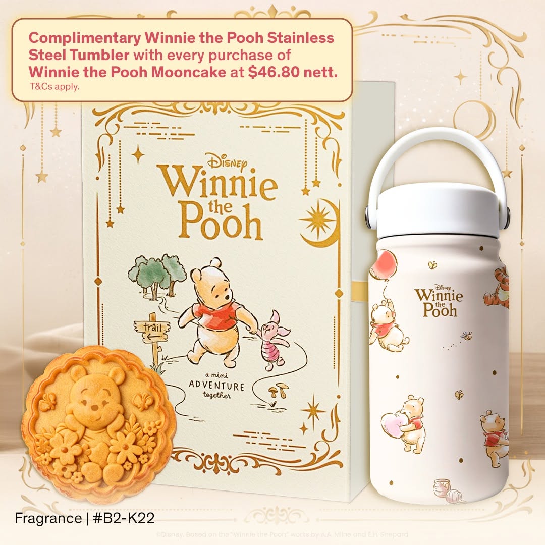 Winnie the Pooh mooncake at $46.80 with complimentary stainless steel tumbler