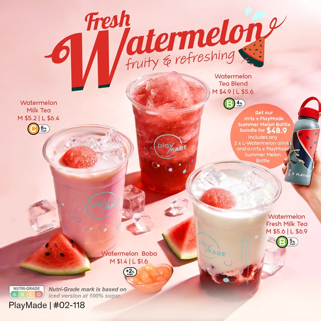 PlayMade Watermelon Milk Tea promotion at VivoCity