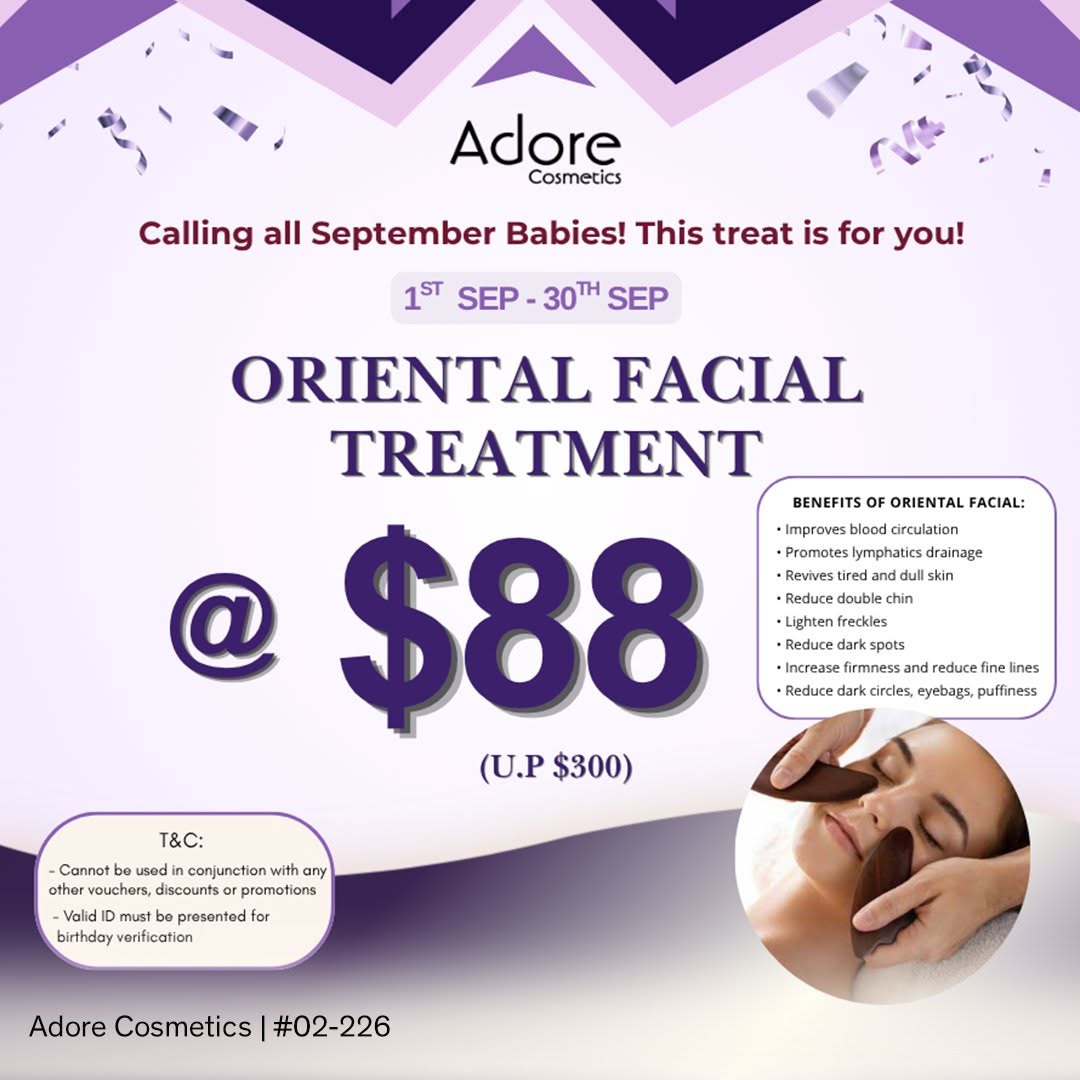 Adore Cosmetics Oriental Facial Treatment promotion
