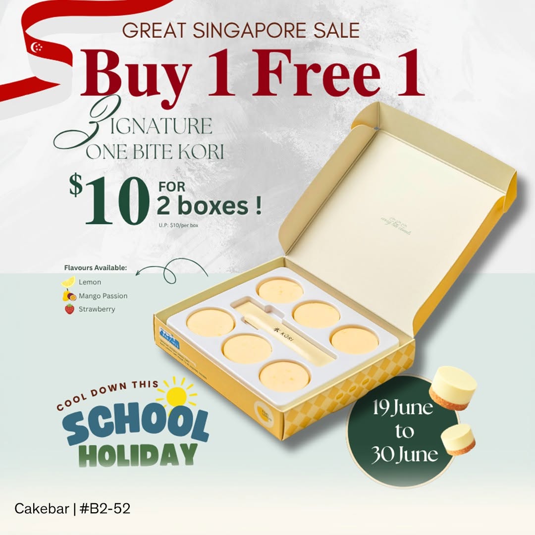 Cakebar Buy 1 Free 1 Kori boxes promotion