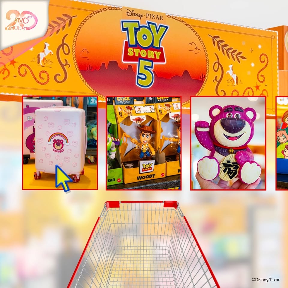 Toy Story 5 merchandise at Treasure Stop pop-up