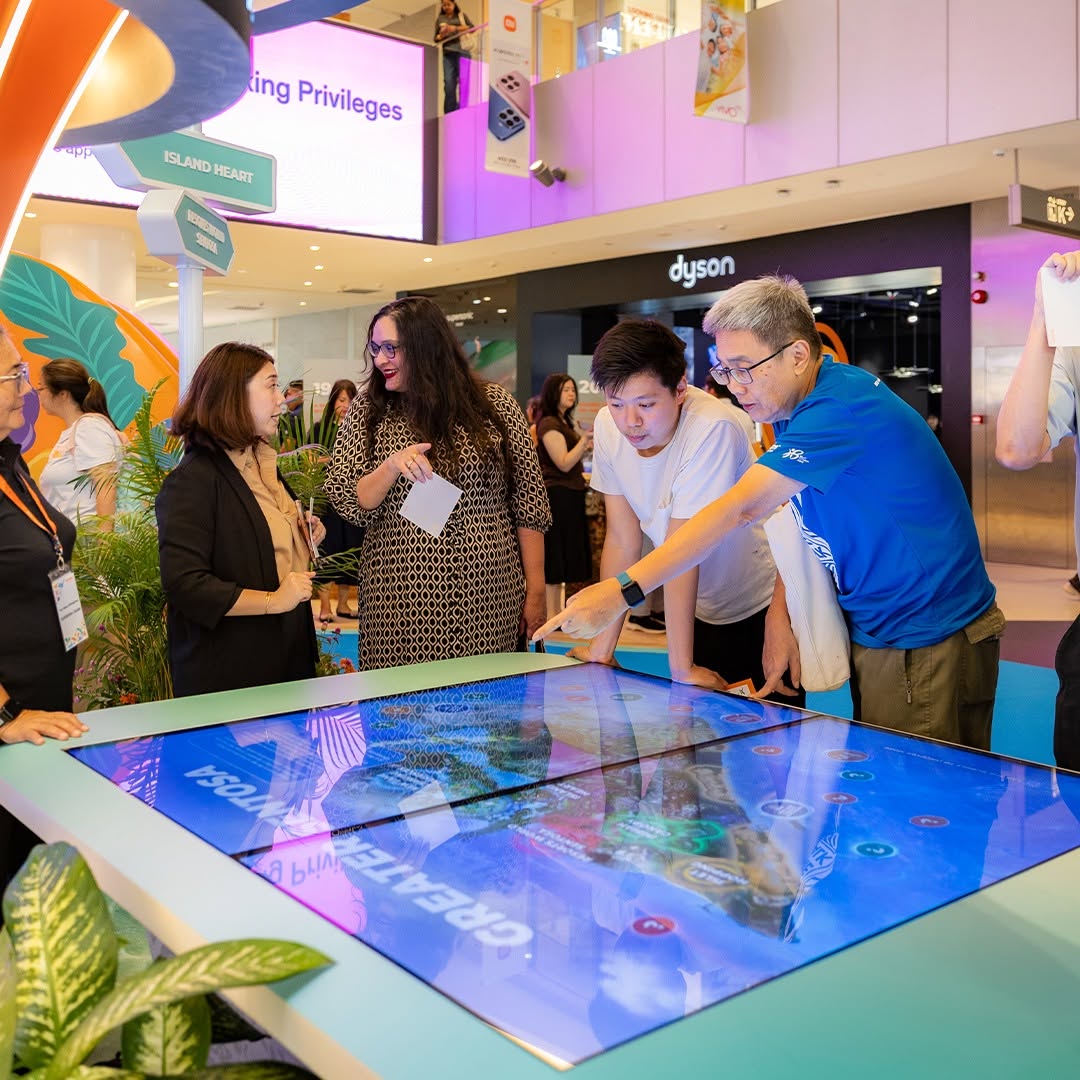 Interactive touchscreen display at Greater Sentosa Exhibition