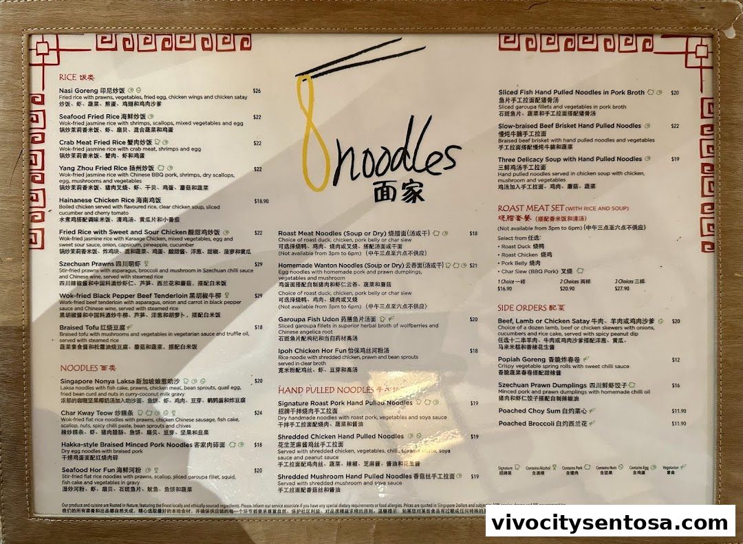 Menu page for 8 Noodles