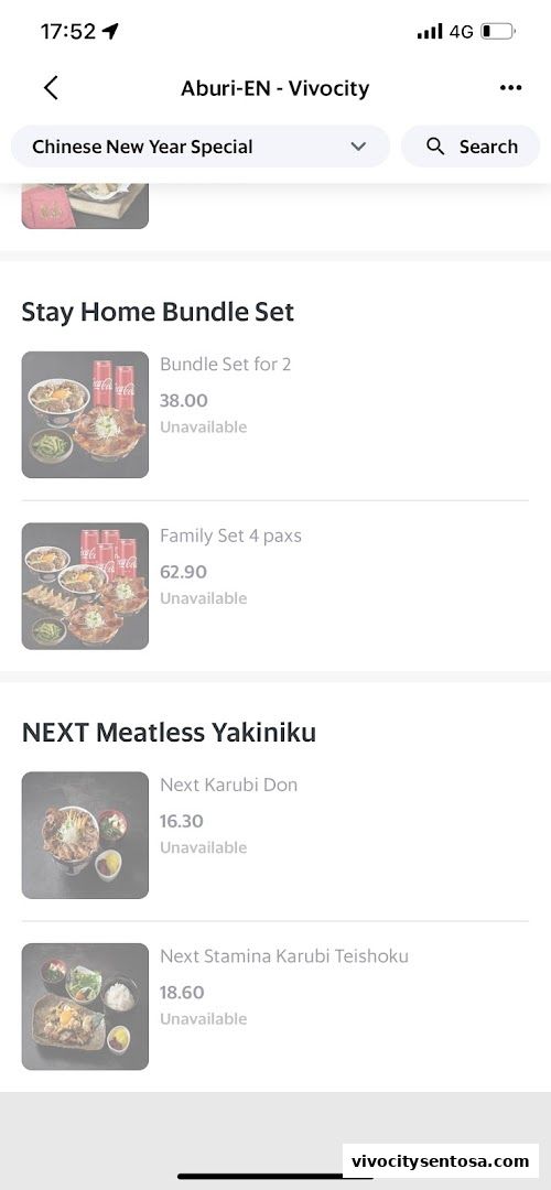 Menu page for Aburi-EN VivoCity