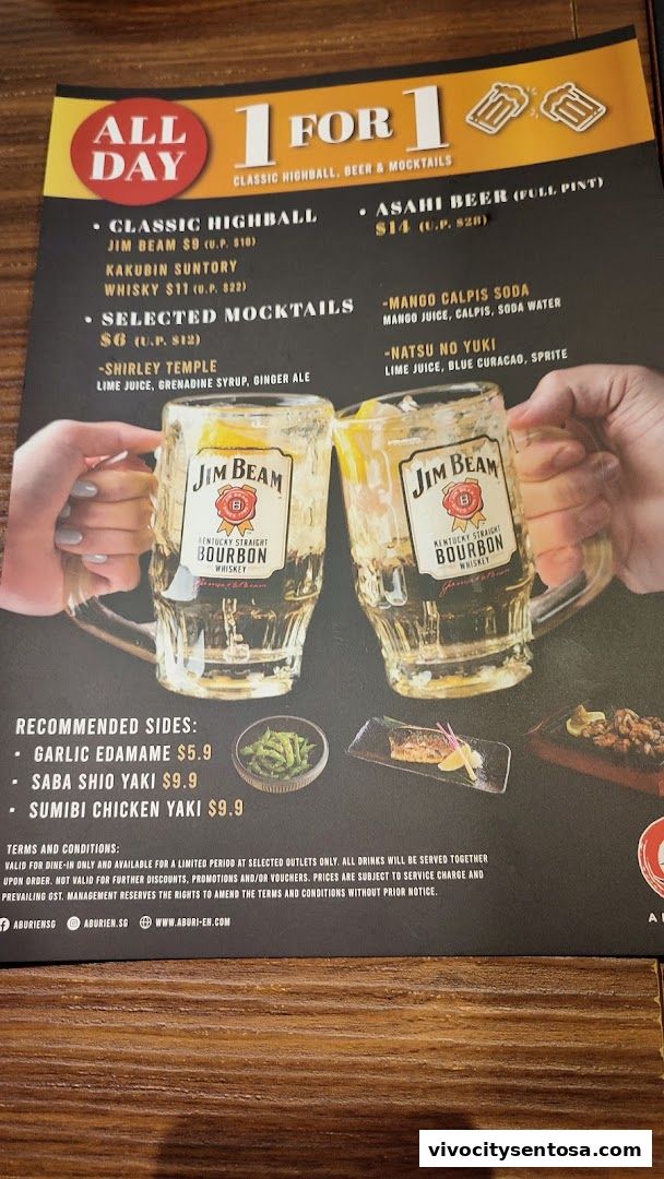 Menu page for Aburi-EN VivoCity