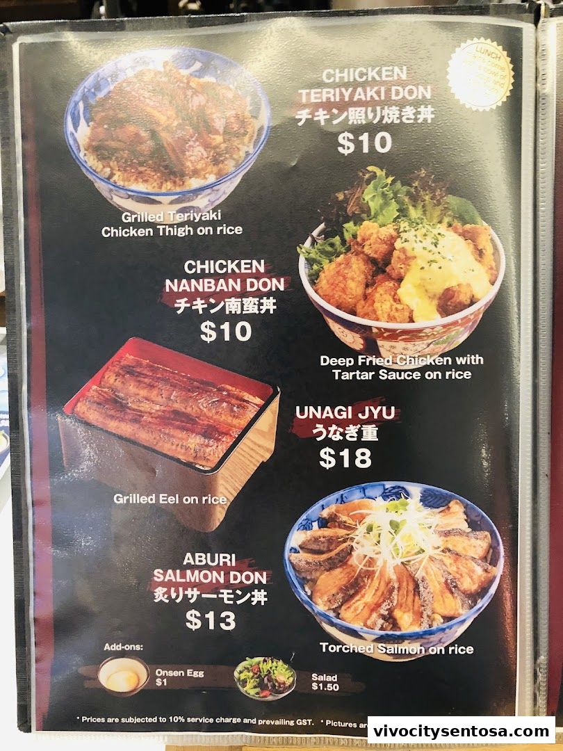 Menu page for Aburi-EN VivoCity