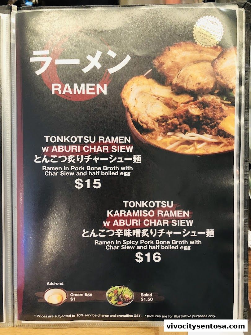 Menu page for Aburi-EN VivoCity