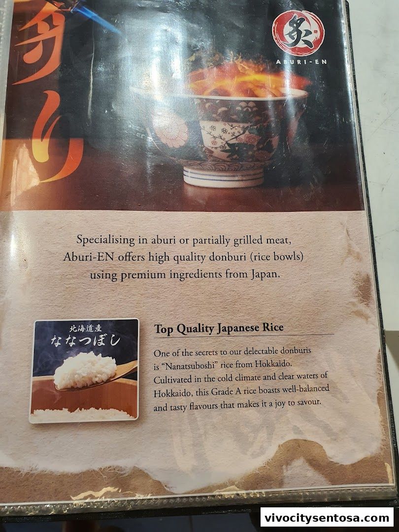 Menu page for Aburi-EN VivoCity
