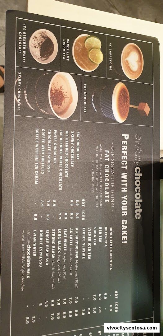 Menu page for Awfully Chocolate VivoCity CAFÉ  Bakery, Cake Shop  Birthday Cakes