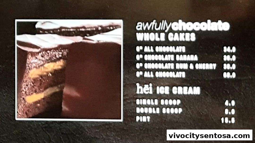 Menu page for Awfully Chocolate VivoCity CAFÉ  Bakery, Cake Shop  Birthday Cakes