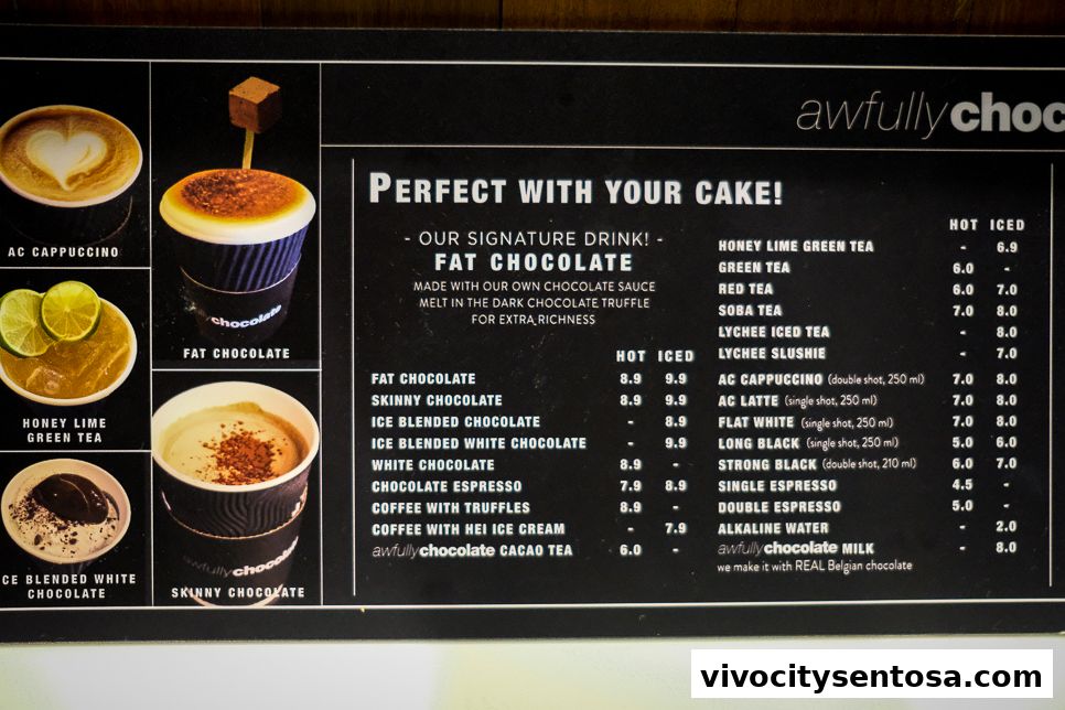 Menu page for Awfully Chocolate VivoCity CAFÉ  Bakery, Cake Shop  Birthday Cakes