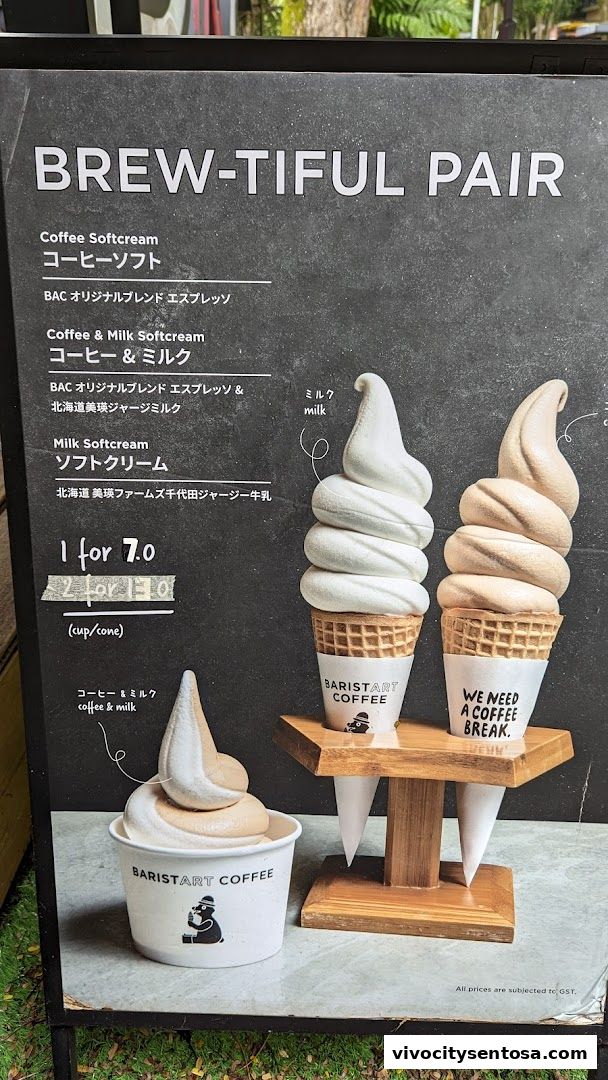 Menu page for Baristart Coffee Singapore Sentosa