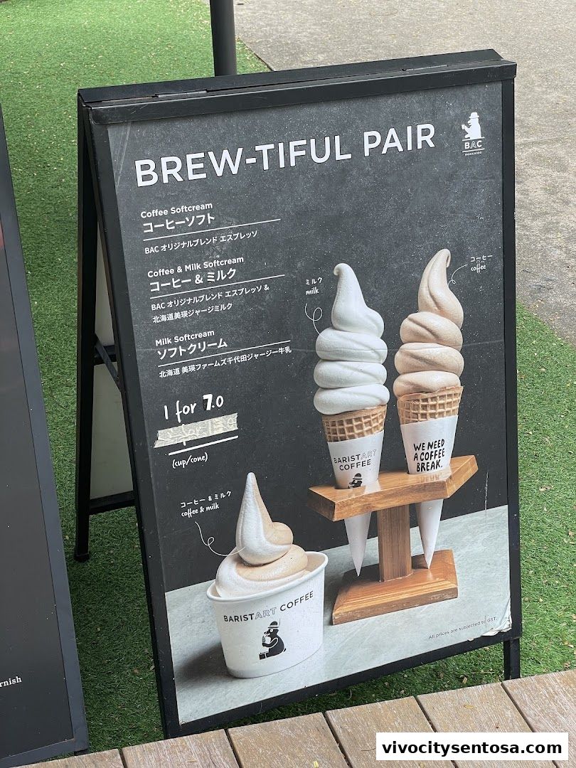 Menu page for Baristart Coffee Singapore Sentosa