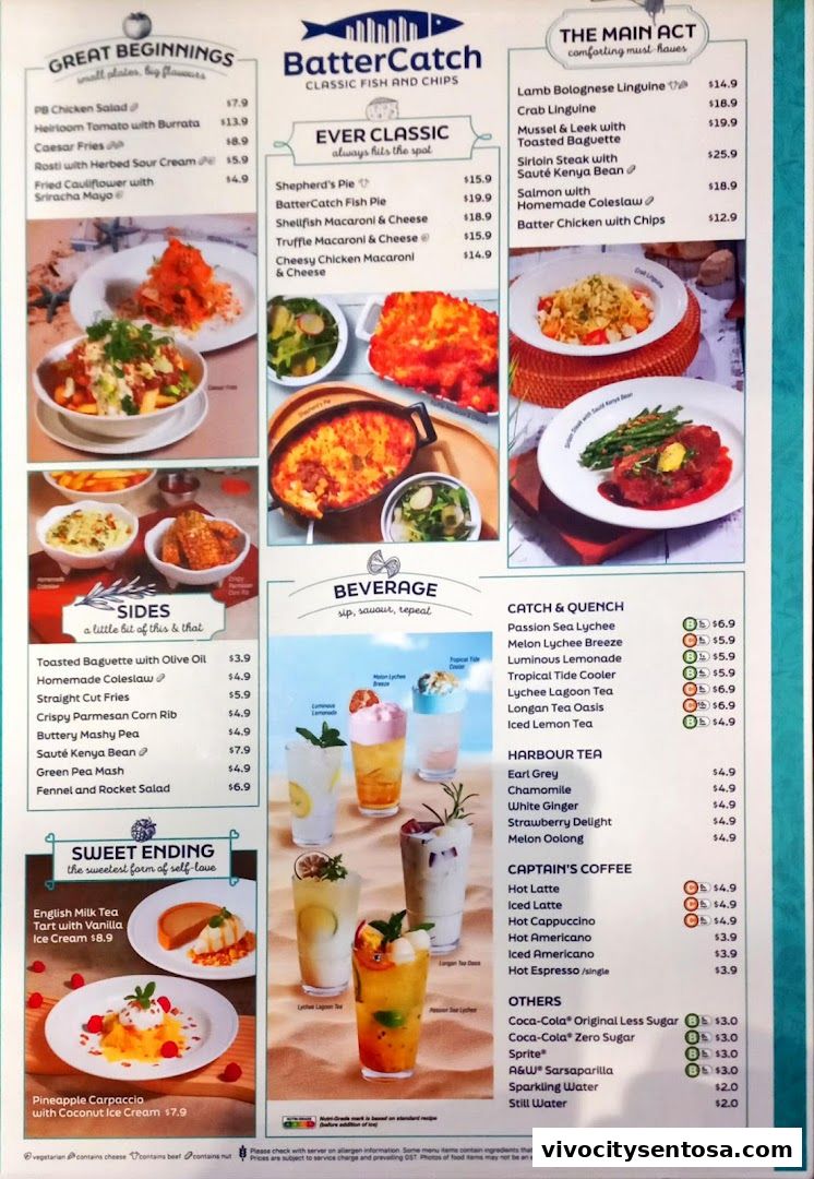 Menu page for BatterCatch - VivoCity