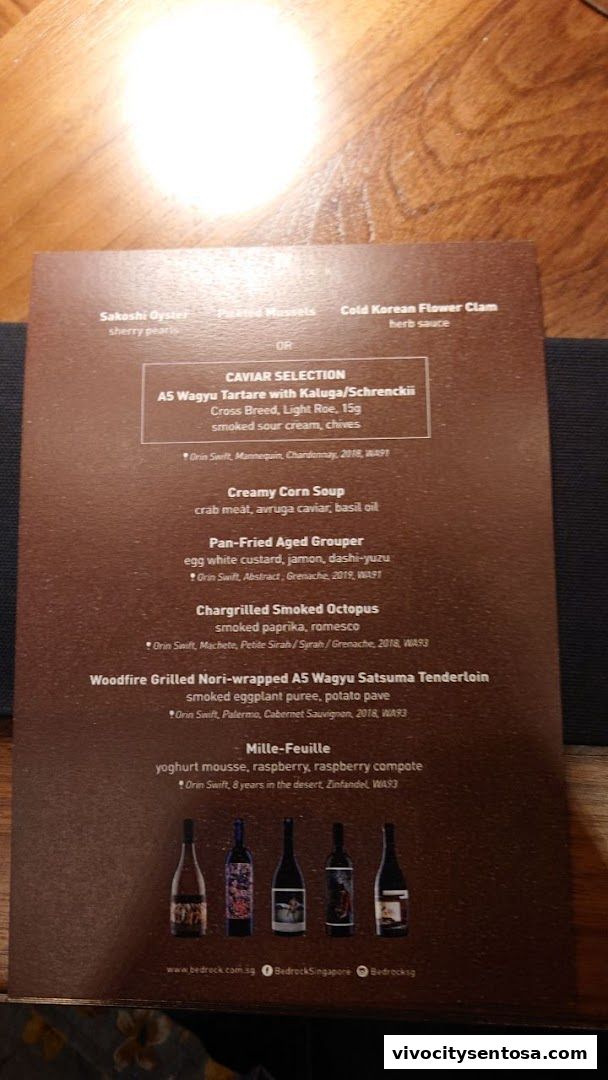 Menu page for Bedrock Origin - Steakhouse  Sentosa