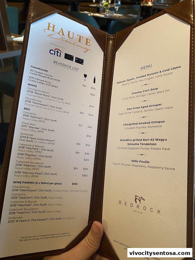 Menu page for Bedrock Origin - Steakhouse  Sentosa