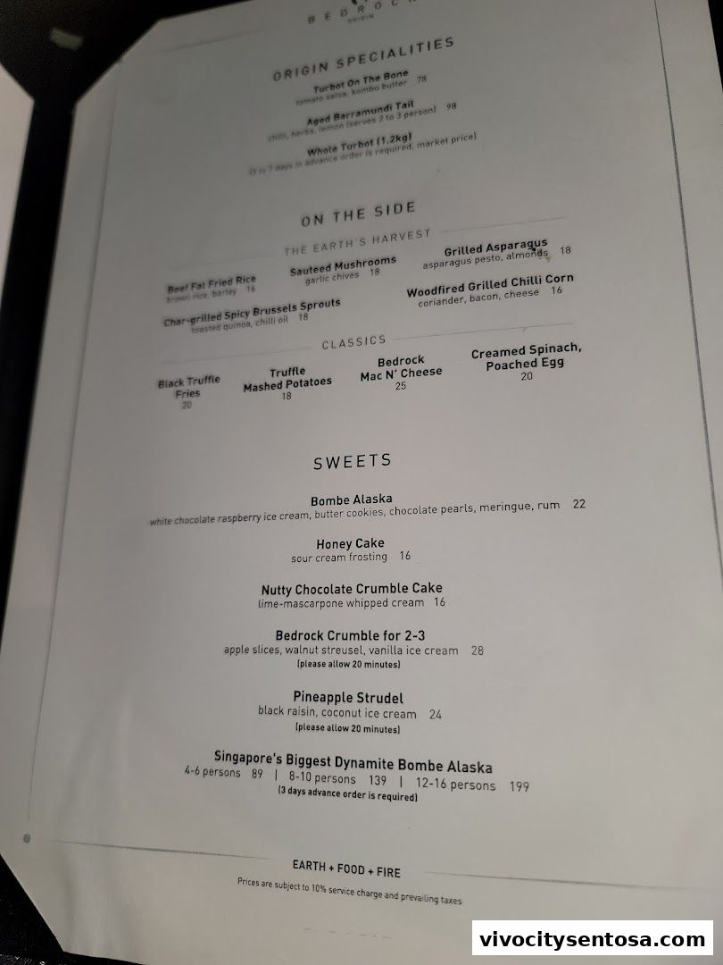 Menu page for Bedrock Origin - Steakhouse  Sentosa