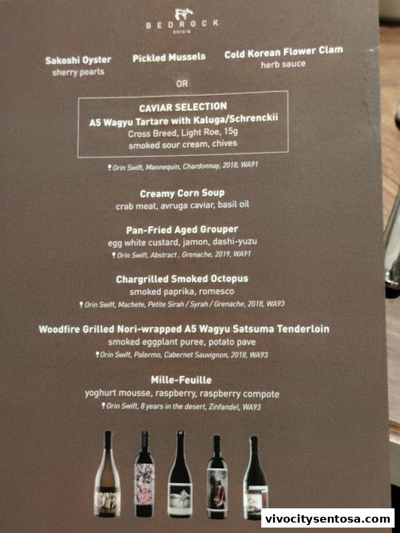 Menu page for Bedrock Origin - Steakhouse  Sentosa