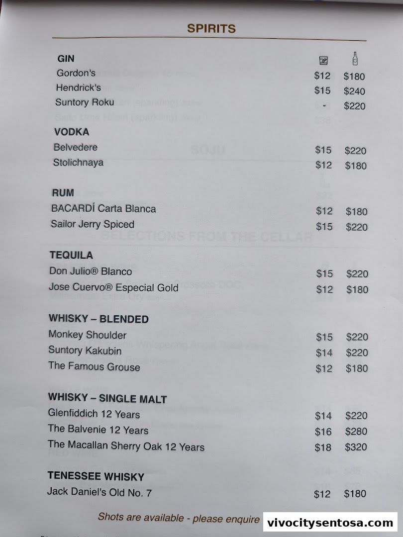 Menu page for Boaters Bar