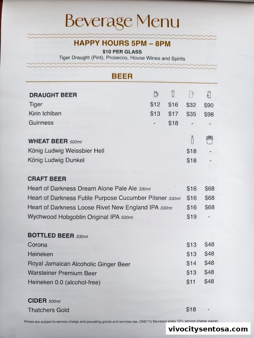 Menu page for Boaters Bar