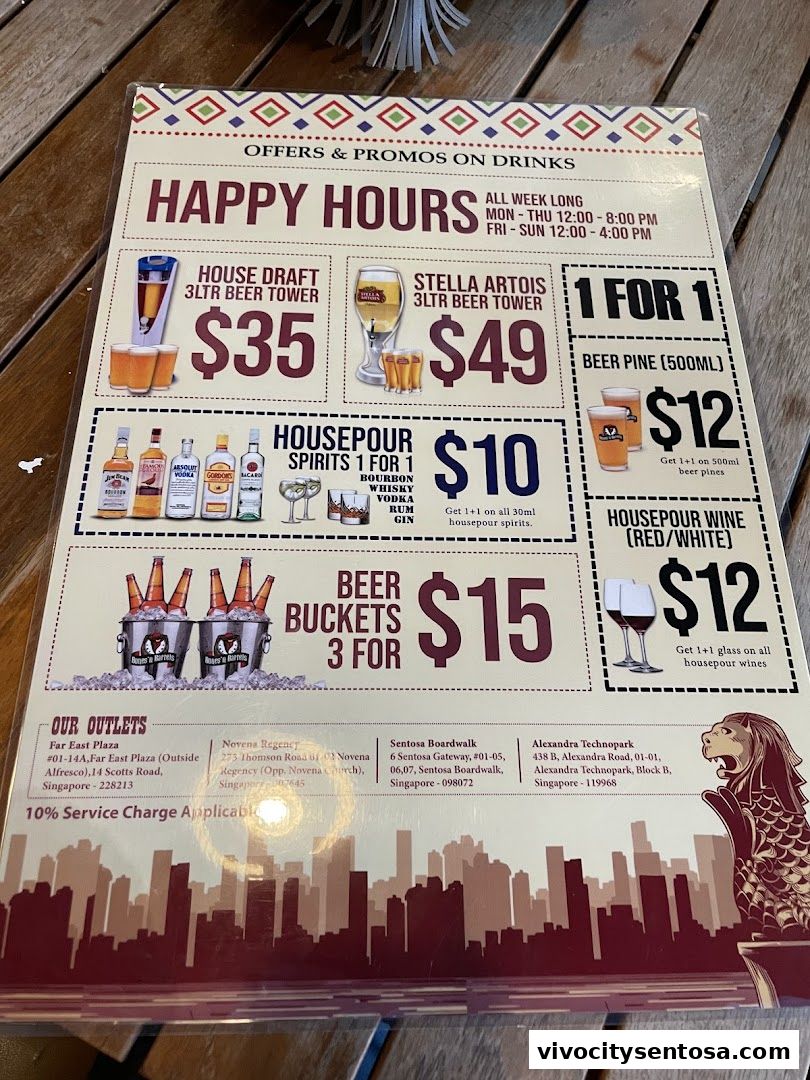 Menu page for Bones n Barrels Sentosa