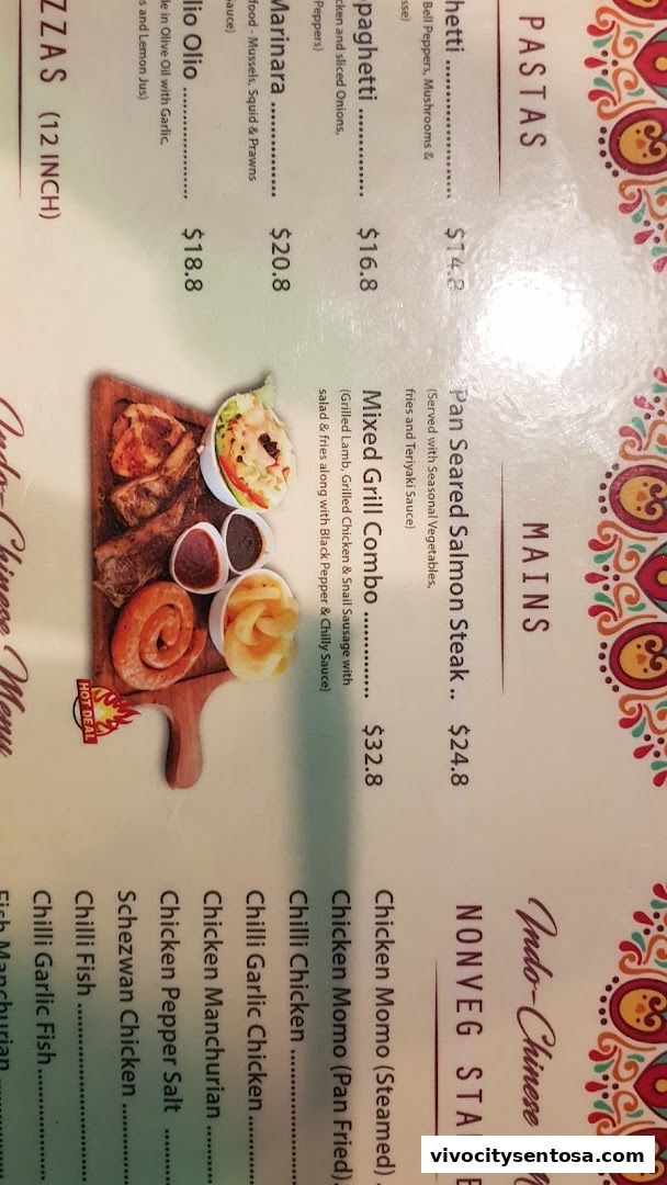 Menu page for Bones n Barrels Sentosa