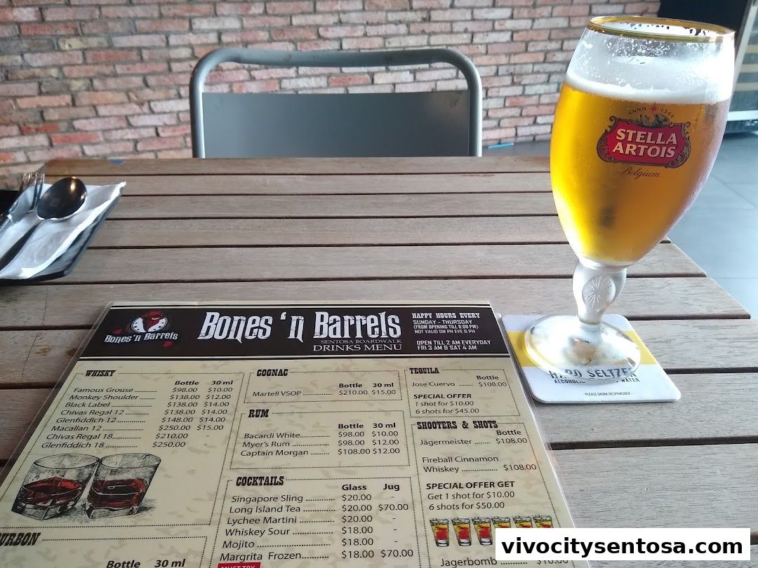 Menu page for Bones n Barrels Sentosa