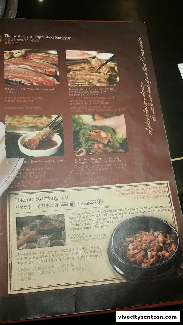 Menu page for Bornga Singapore  VivoCity