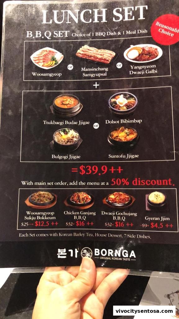 Menu page for Bornga Singapore  VivoCity