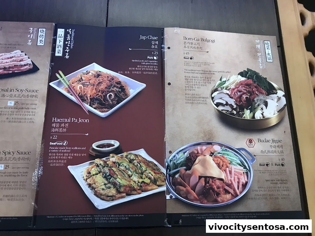 Menu page for Bornga Singapore  VivoCity