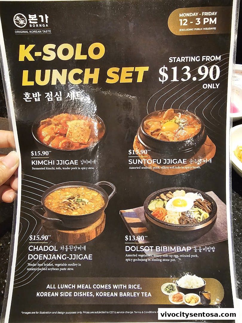 Menu page for Bornga Singapore  VivoCity