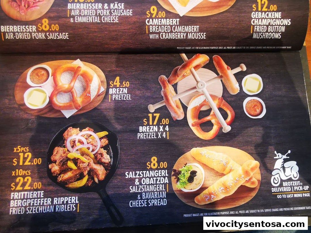 Menu page for Brotzeit German Beer Bar and Restaurant - VivoCity