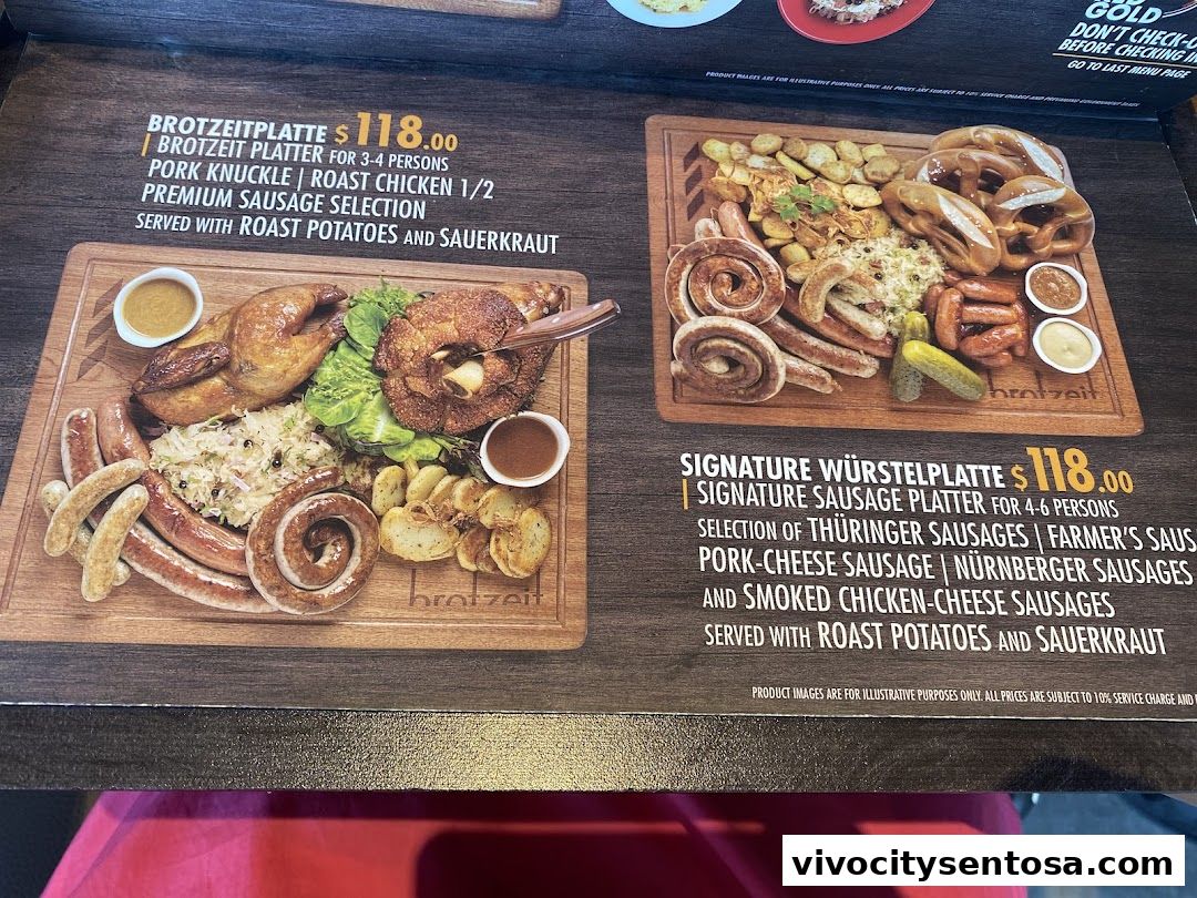 Menu page for Brotzeit German Beer Bar and Restaurant - VivoCity