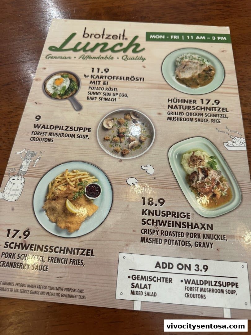 Menu page for Brotzeit German Beer Bar and Restaurant - VivoCity