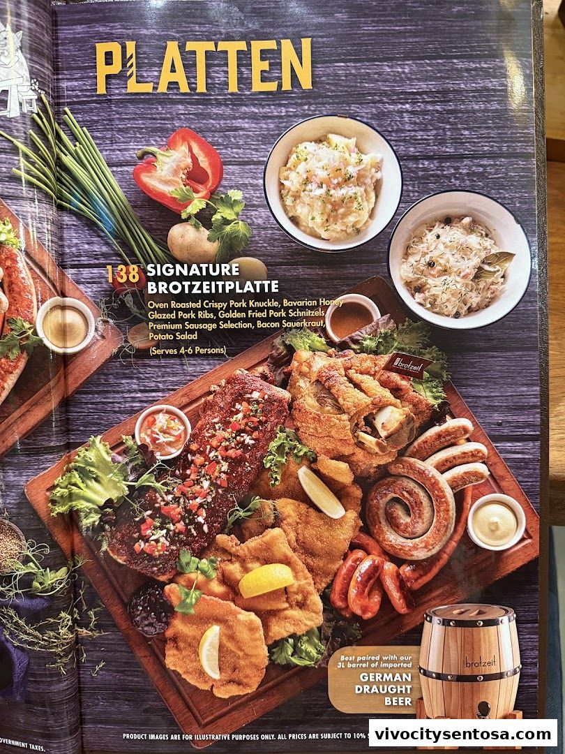 Menu page for Brotzeit German Beer Bar and Restaurant - VivoCity