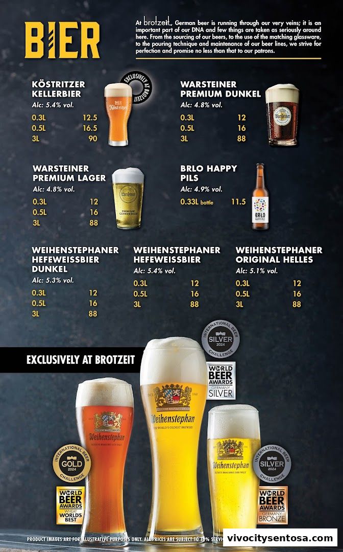 Menu page for Brotzeit German Beer Bar and Restaurant - VivoCity