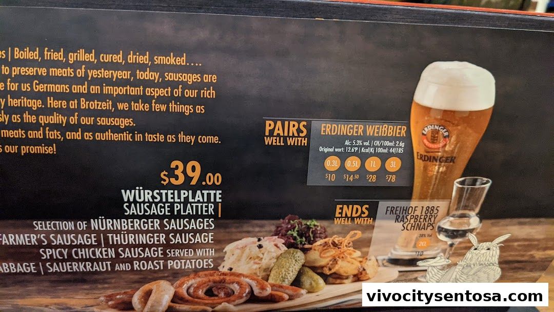 Menu page for Brotzeit German Beer Bar and Restaurant - VivoCity