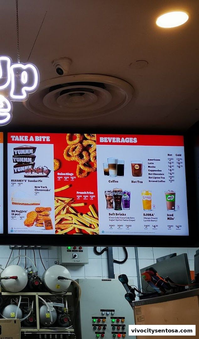 Menu page for Burger King VivoCity