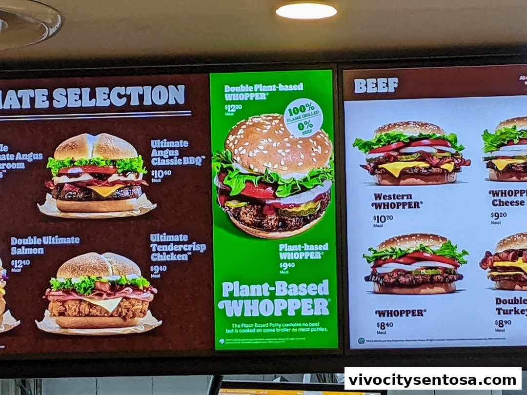 Menu page for Burger King VivoCity
