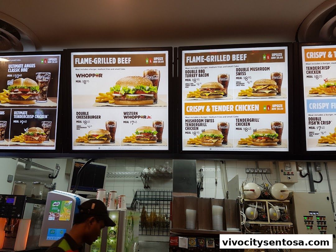 Menu page for Burger King VivoCity