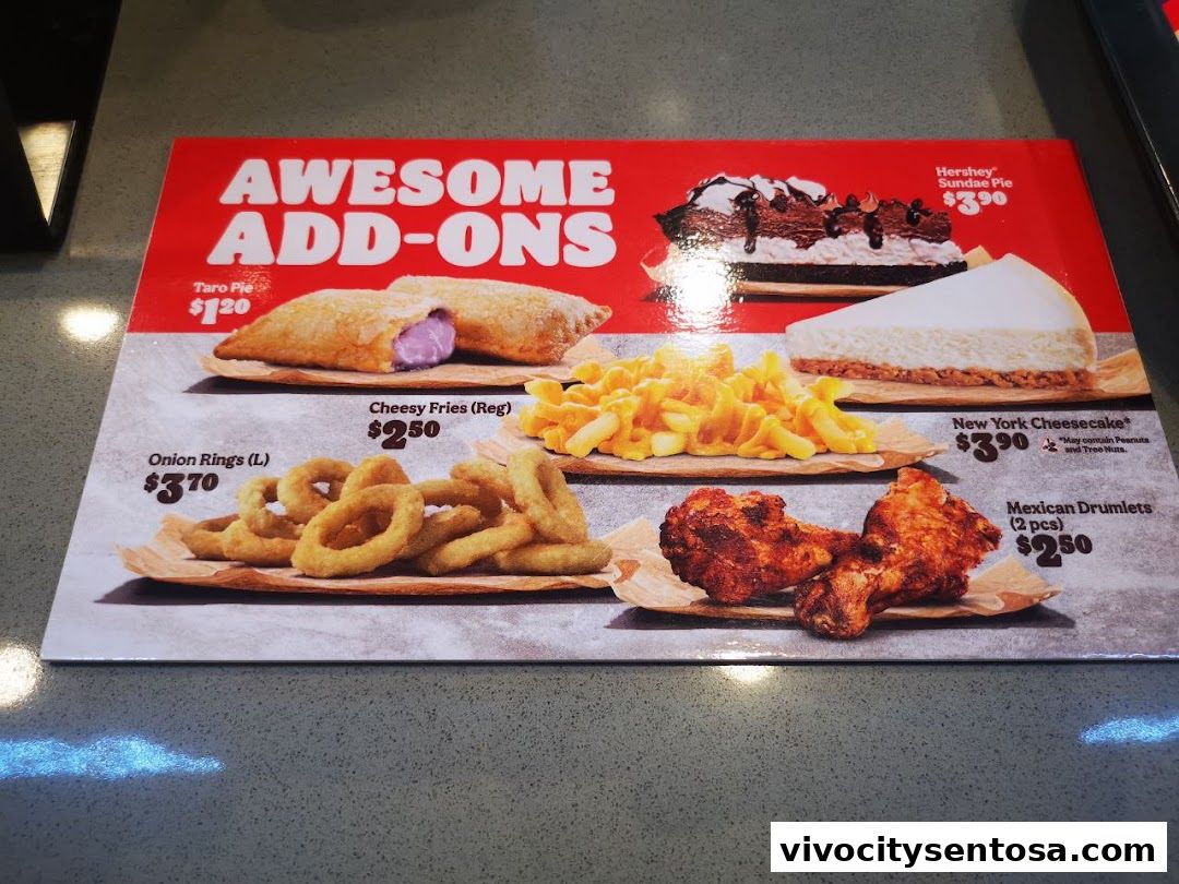 Menu page for Burger King VivoCity