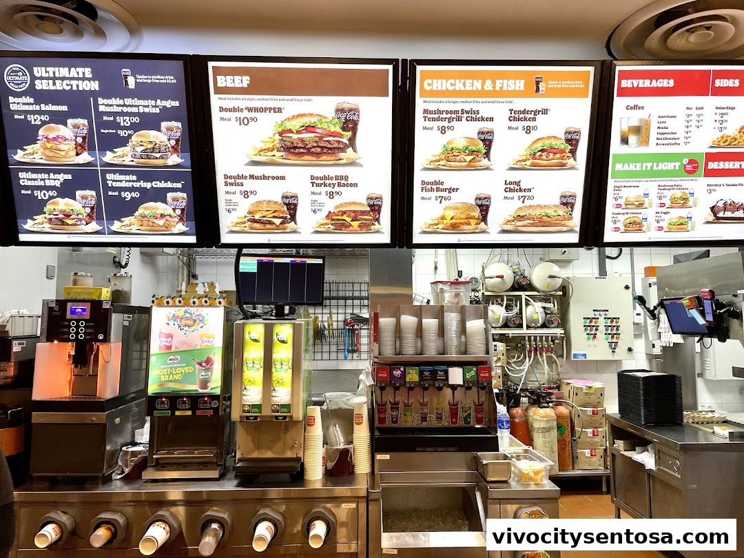 Menu page for Burger King VivoCity