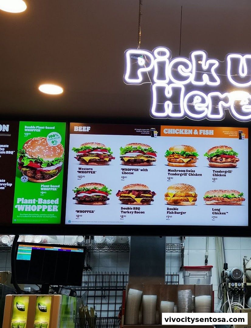 Menu page for Burger King VivoCity