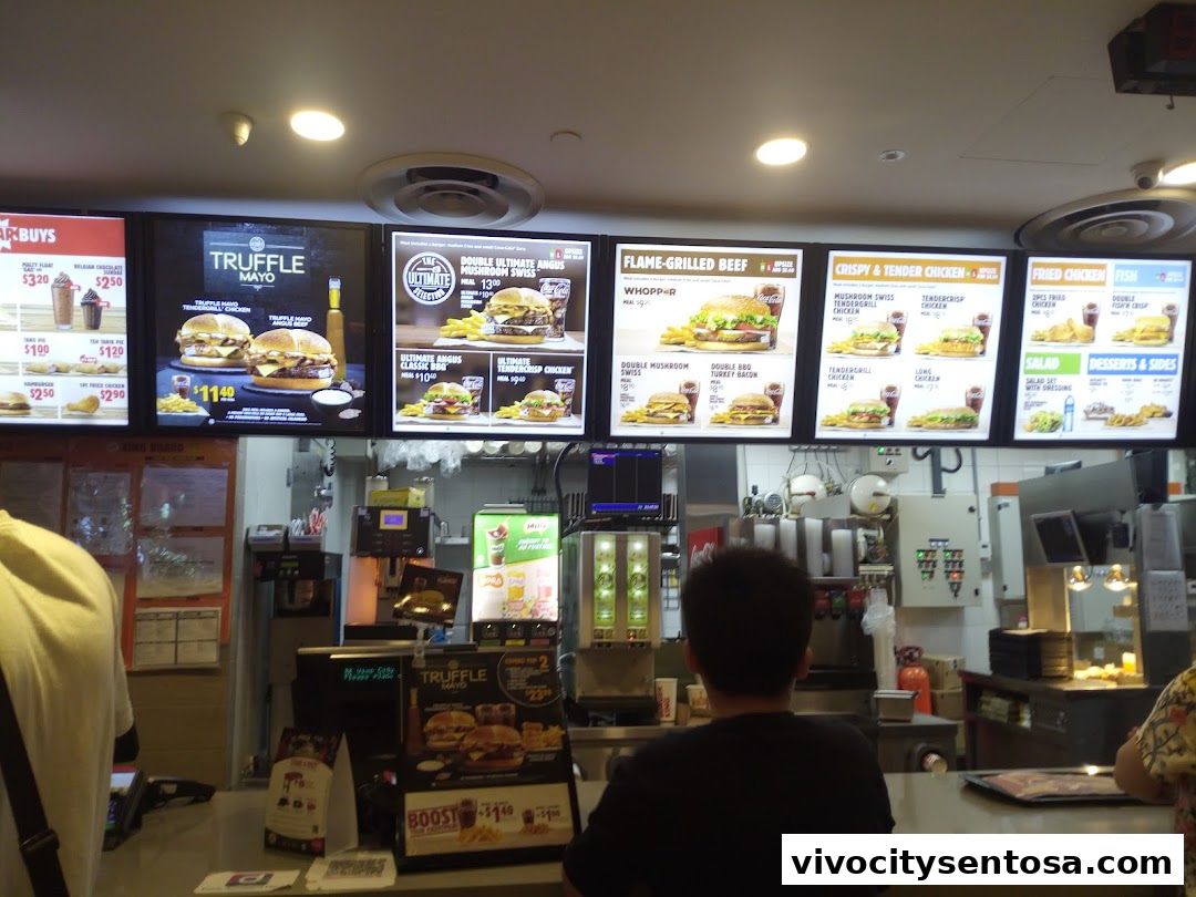 Menu page for Burger King VivoCity