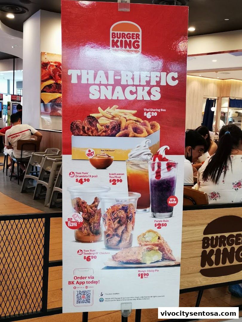 Menu page for Burger King VivoCity