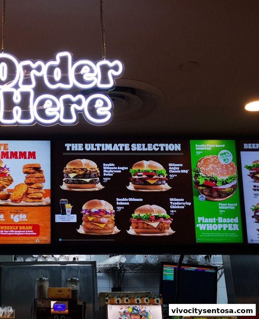Menu page for Burger King VivoCity