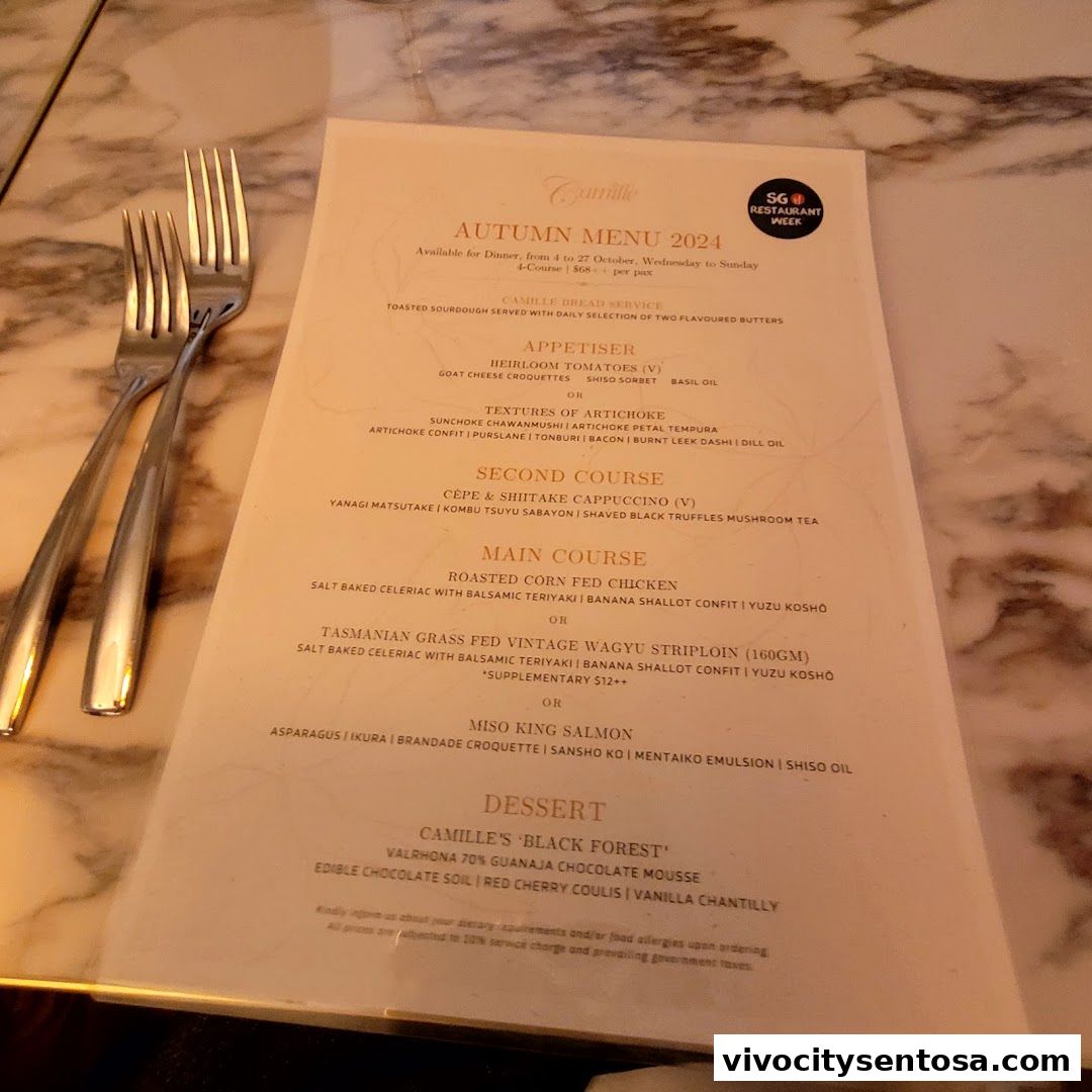 Menu page for Camille